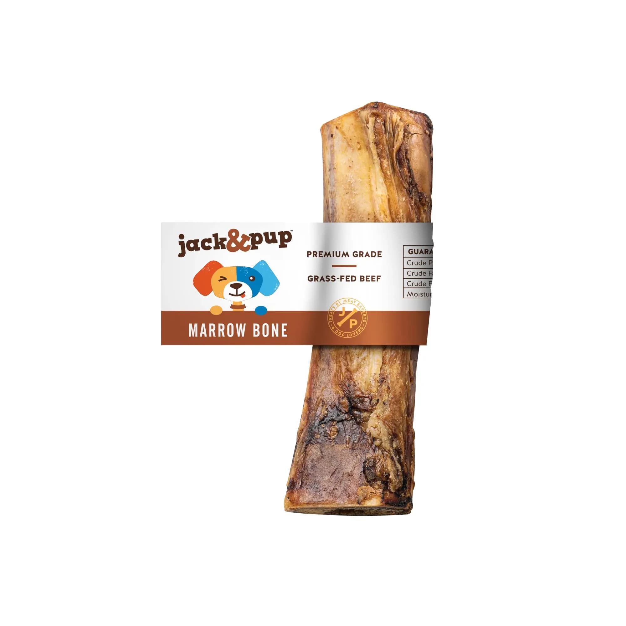 Jack&Pup Marrow Bones for Dogs, 6" Natural Beef Bone | Long Lasting Chew for Large Dogs - main product image