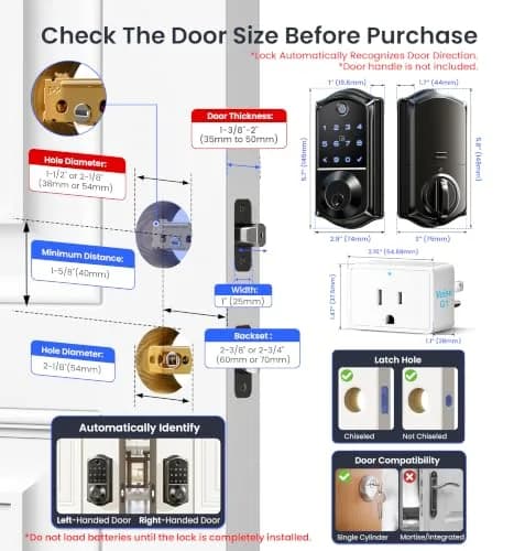 Veise VE017G WiFi Smart Keyless Entry Lock for Front Door | 6 Unlock Methods, App & Voice Control thumbnail 6