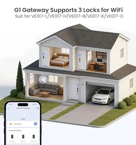 Veise VE017G WiFi Smart Keyless Entry Lock for Front Door | 6 Unlock Methods, App & Voice Control thumbnail 8