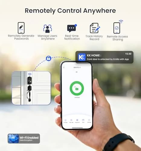 Veise VE017G WiFi Smart Keyless Entry Lock for Front Door | 6 Unlock Methods, App & Voice Control thumbnail 3