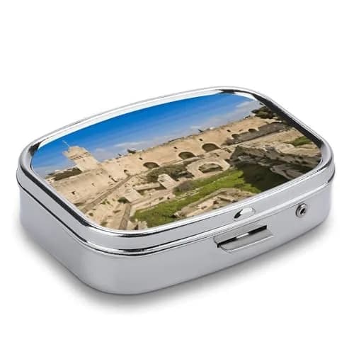 SLKFJEWT Portable Pill Case with Mirror, Israel at The Tower of David Compact Travel Medicine Box thumbnail 3
