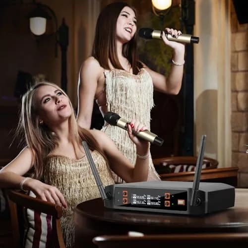 Depusheng DX4 Wireless Microphone System with 4 UHF Dynamic Mics | 164 Ft Range, 4-Channel, Plug & Play thumbnail 3