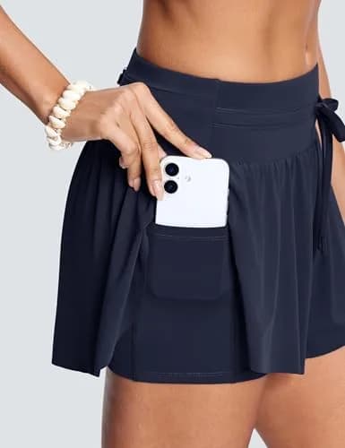 ISEEGZ Swim Board Shorts Women 2.8" Navy | Chlorine-Resistant, High-Waisted, Quick-Dry thumbnail 3