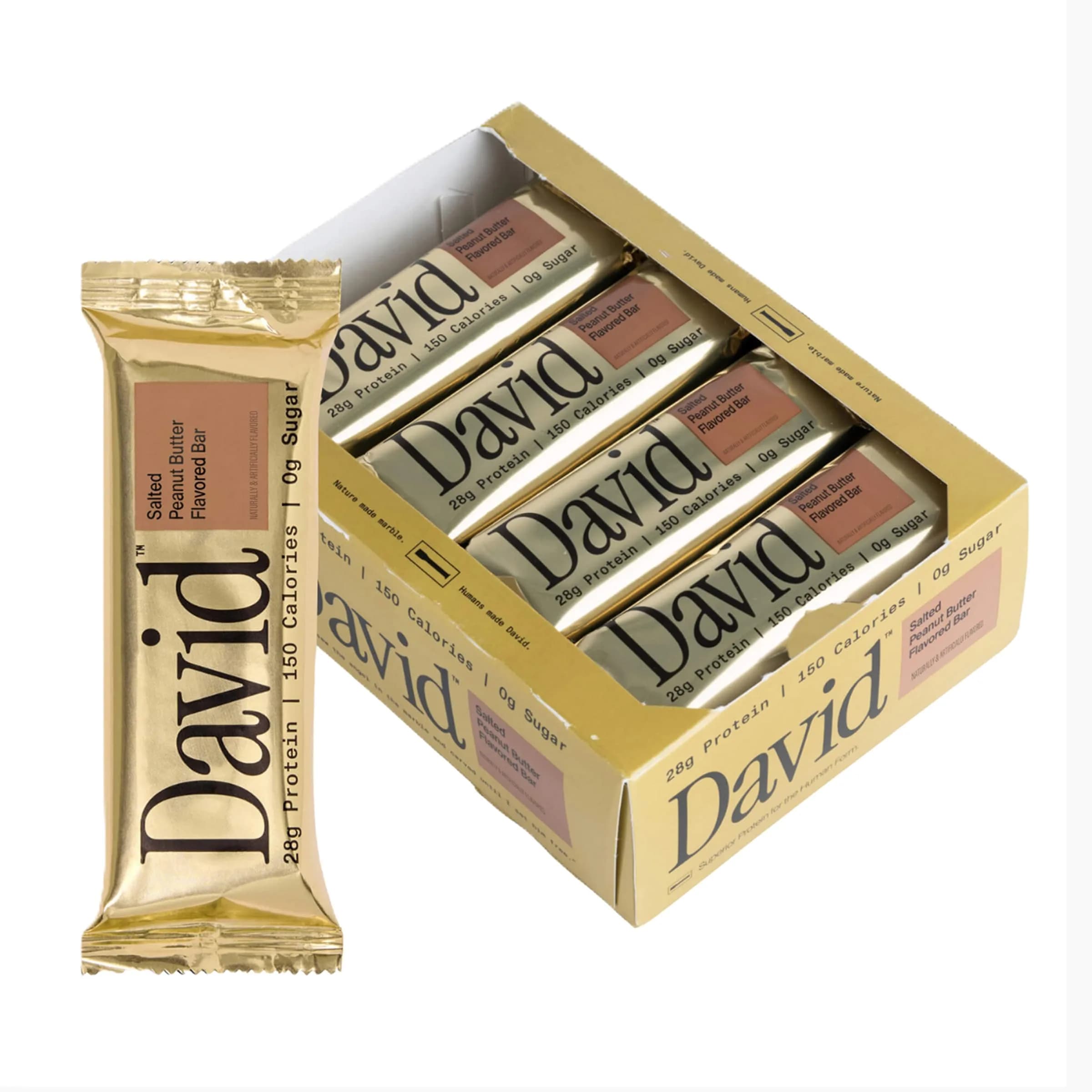David Salted Peanut Butter Flavored Protein Bars | 28g Protein | 12 Pack