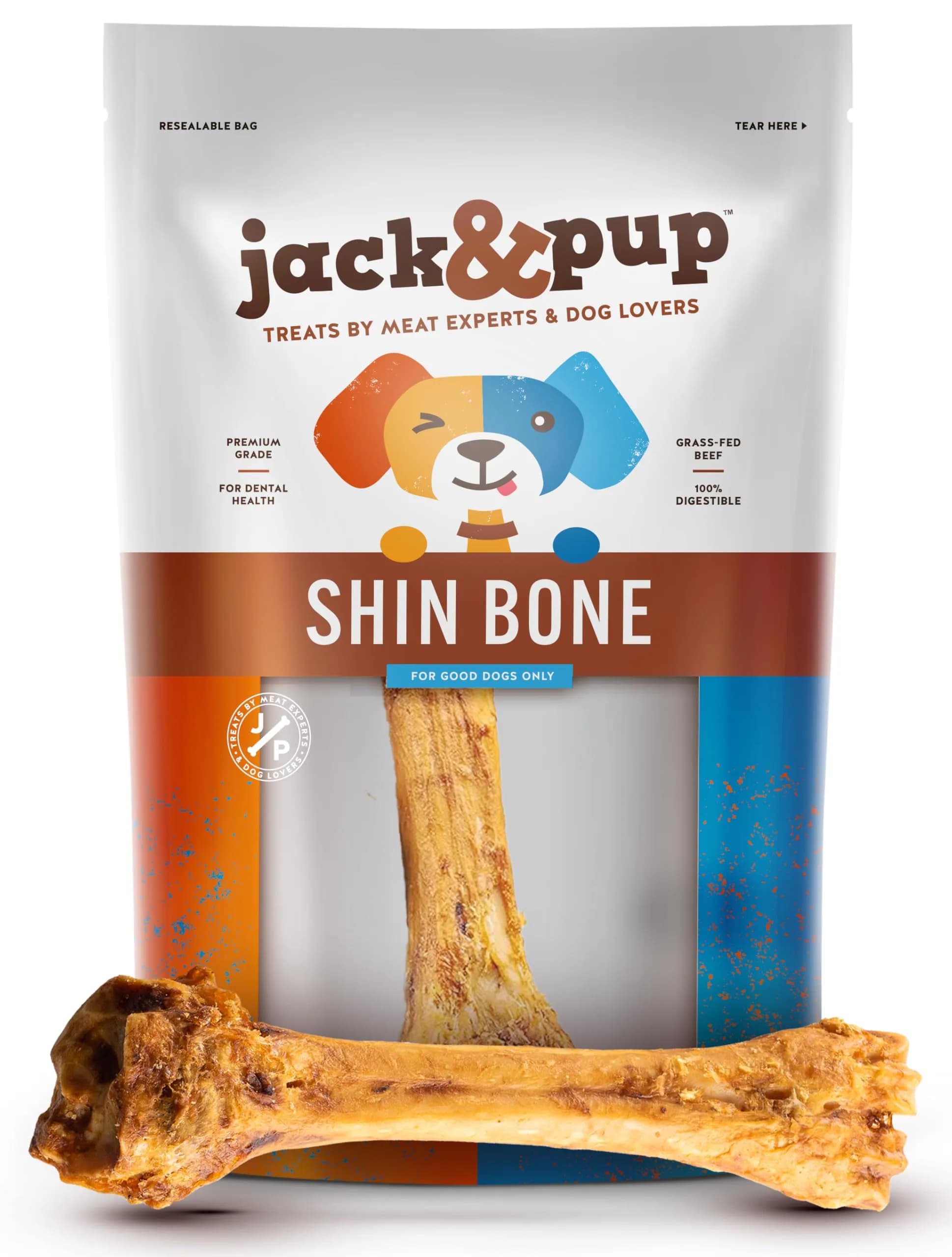Jack&Pup Beef Shin Bones 8-11” | Long Lasting Natural Dog Bones for Large Dogs - main product image