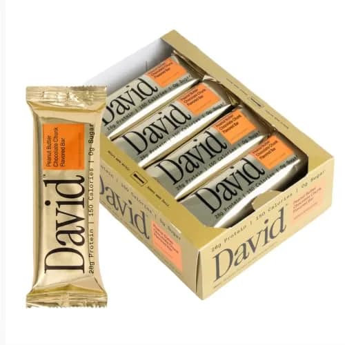 David Peanut Butter Chocolate Chunk Flavored Bars | 28g Protein | 12 Pack thumbnail 1