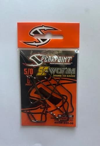 Spearpoint SSW-S50-06 Straight Shank Worm Hook | 6 Pack S 5/0 | High Carbon Steel, VGrip Technology thumbnail 1