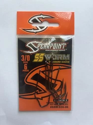 Spearpoint SSW-S30-06 Straight Shank Worm Hook 6 Pack | High Carbon Steel, Reliable Bait Hold, Sharp Piercing Point thumbnail 1