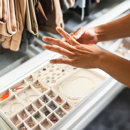 ERLSTE Jewelry Organizer Trays for Drawers Beige | Stackable, Adjustable, Luxury Storage thumbnail 5