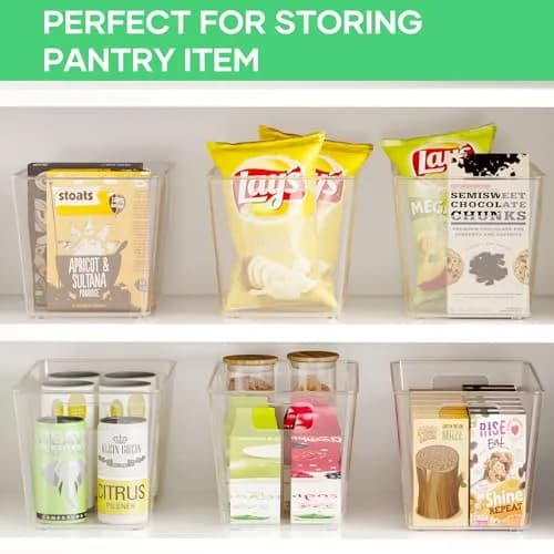 Faryuan 6 Pack Clear Plastic Storage Bins 11" Large Pantry Organizer BPA-Free thumbnail 4