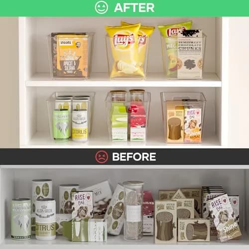 Faryuan 6 Pack Clear Plastic Storage Bins 11" Large Pantry Organizer BPA-Free thumbnail 5