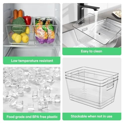 Faryuan 6 Pack Clear Plastic Storage Bins 11" Large Pantry Organizer BPA-Free thumbnail 6