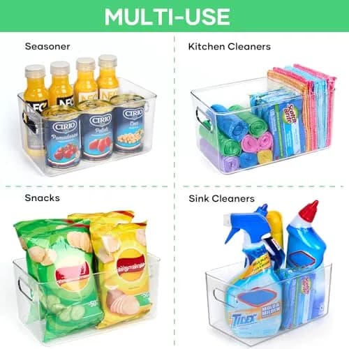 Faryuan 6 Pack Clear Plastic Storage Bins 11" Large Pantry Organizer BPA-Free thumbnail 3