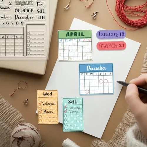 CHGCRAFT Month Week Calendar Clear Stamp 6.3x4.33inch | Durable Silicone DIY Craft Tool thumbnail 4