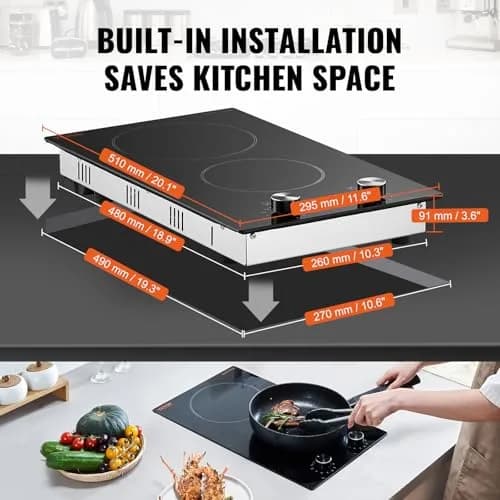 VEVOR 12-inch Built-in Electric Ceramic Cooktop 3000W | 220V Compatible with 11 Heat Levels thumbnail 6