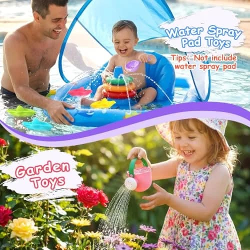 Fajiabao Mold-Free Baby Bath Toys 6-Piece Set | Stackable Shark Boats, Watering Can & Scoop for Toddlers Ages 1-3 thumbnail 3
