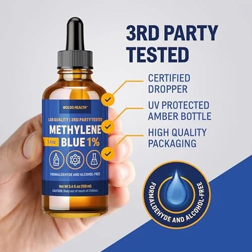 WoldoHealth Methylene Blue 1% Drops 3.4 Fl Oz | USP Pharmaceutical Grade Laboratory Reagent thumbnail 3