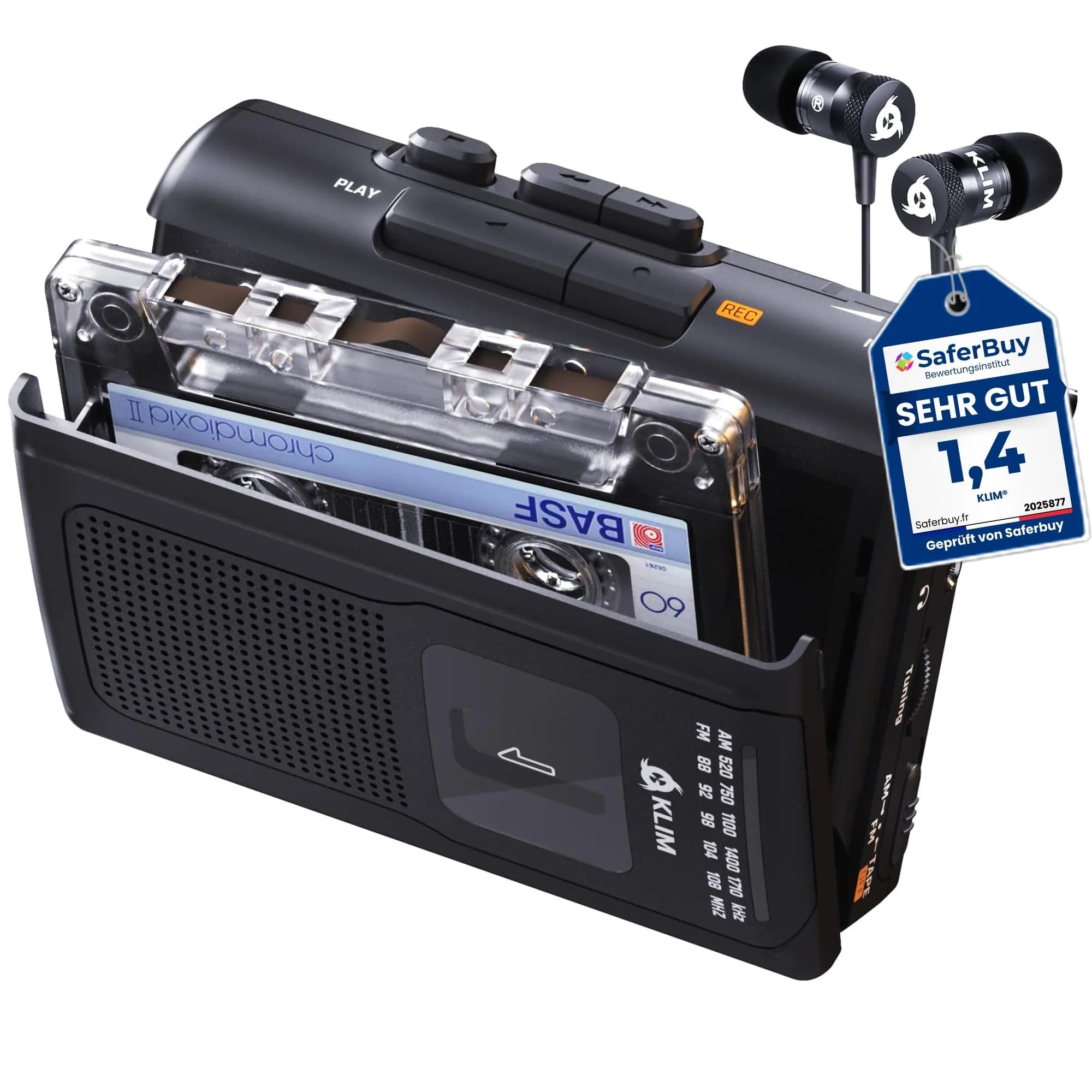 KLIM K8 Portable Cassette Player Recorder with AM/FM Radio & Speaker | 12.1cm x 9.16cm x 3.95cm
