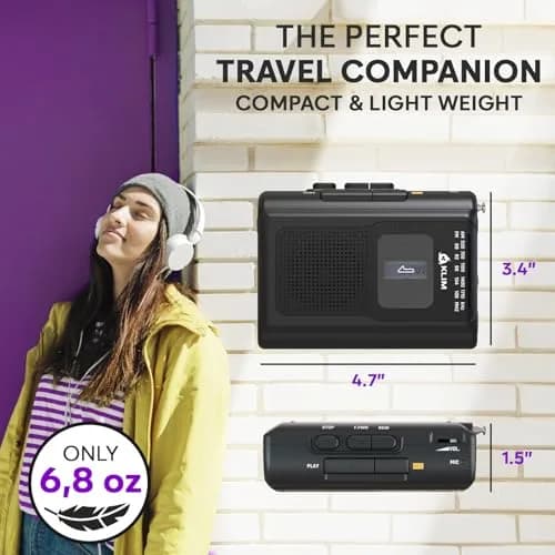KLIM K8 Portable Cassette Player Recorder with AM/FM Radio & Speaker | 12.1cm x 9.16cm x 3.95cm thumbnail 7
