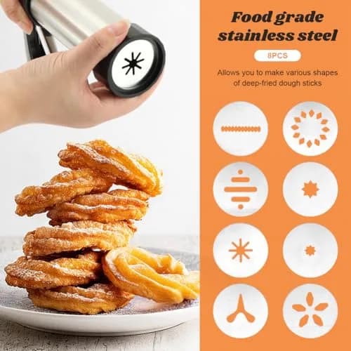 CALIDAKA 3-in-1 Churro Maker Kit, Stainless Steel Cookie Press Gun | Easy Home Baking thumbnail 5