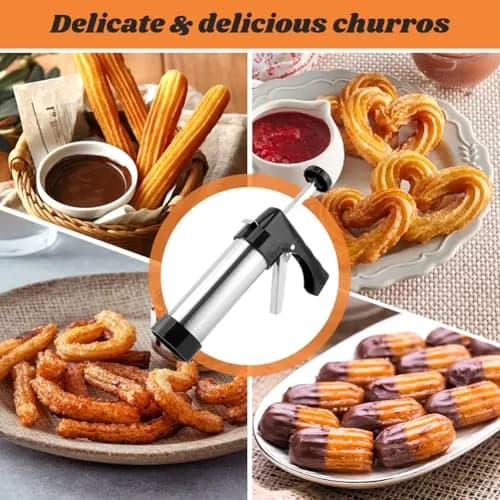 CALIDAKA 3-in-1 Churro Maker Kit, Stainless Steel Cookie Press Gun | Easy Home Baking thumbnail 7