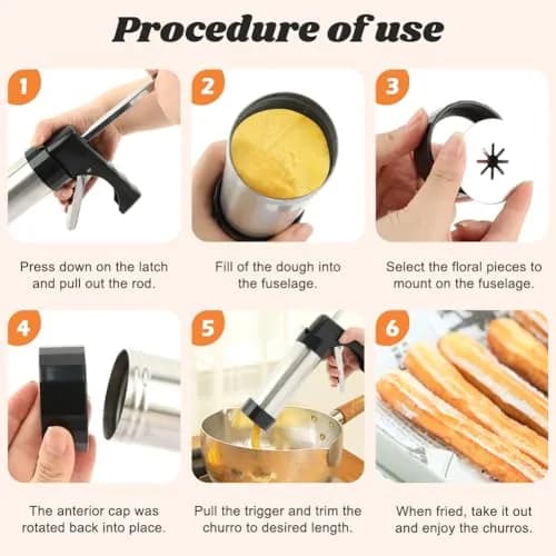 CALIDAKA 3-in-1 Churro Maker Kit, Stainless Steel Cookie Press Gun | Easy Home Baking thumbnail 3