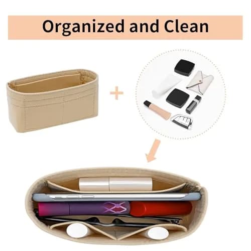 LOUKAYCCI Felt Purse Organizer Insert for Longchamp Le Pliage Mini | Lightweight Felt, 3 Compartments, Fits XS Bags thumbnail 6