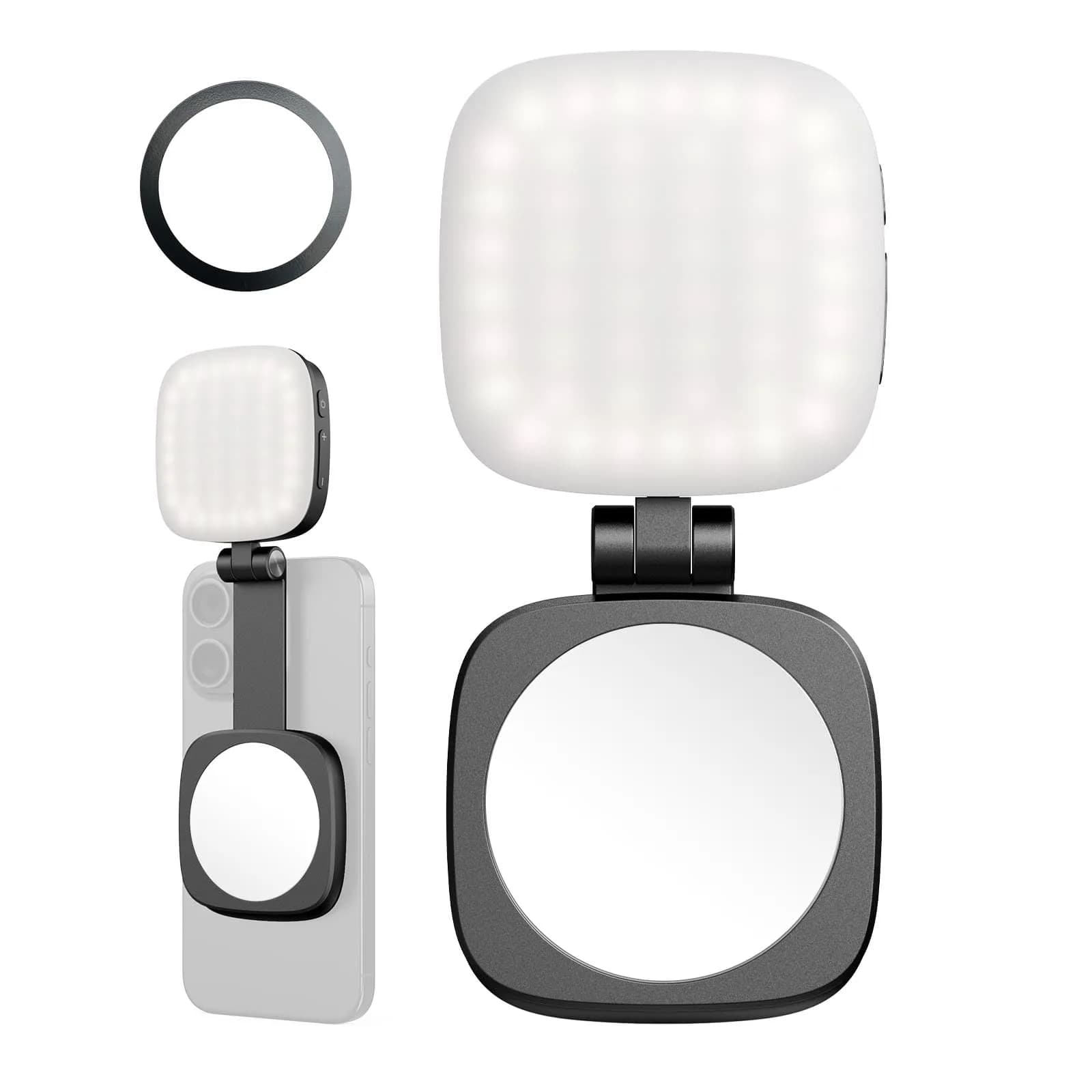 SMALLRIG Magnetic Selfie Light for iPhone, Phone Light with Mirror, Black | 6cm (2.36in) Compact LED Video Light - main product image