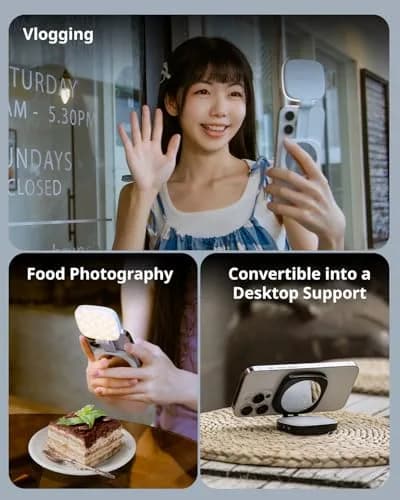 SMALLRIG Magnetic Selfie Light for iPhone, Phone Light with Mirror, Black | 6cm (2.36in) Compact LED Video Light thumbnail 8