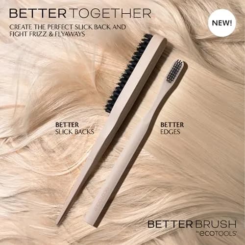 EcoTools Slick Back Hairbrush, Small Brush for Ponytail or Bun, 1 Count | Eco-Friendly, Vegan Boar Bristles, Bamboo Handle thumbnail 5