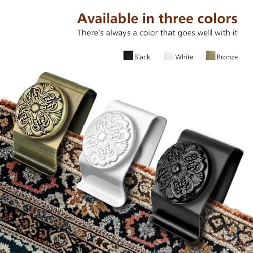 Doselves White Metal Tapestry Hanging Clamps 4 Pack | Heavy Duty Textile Art Hangers for Rugs and Carpets thumbnail 5