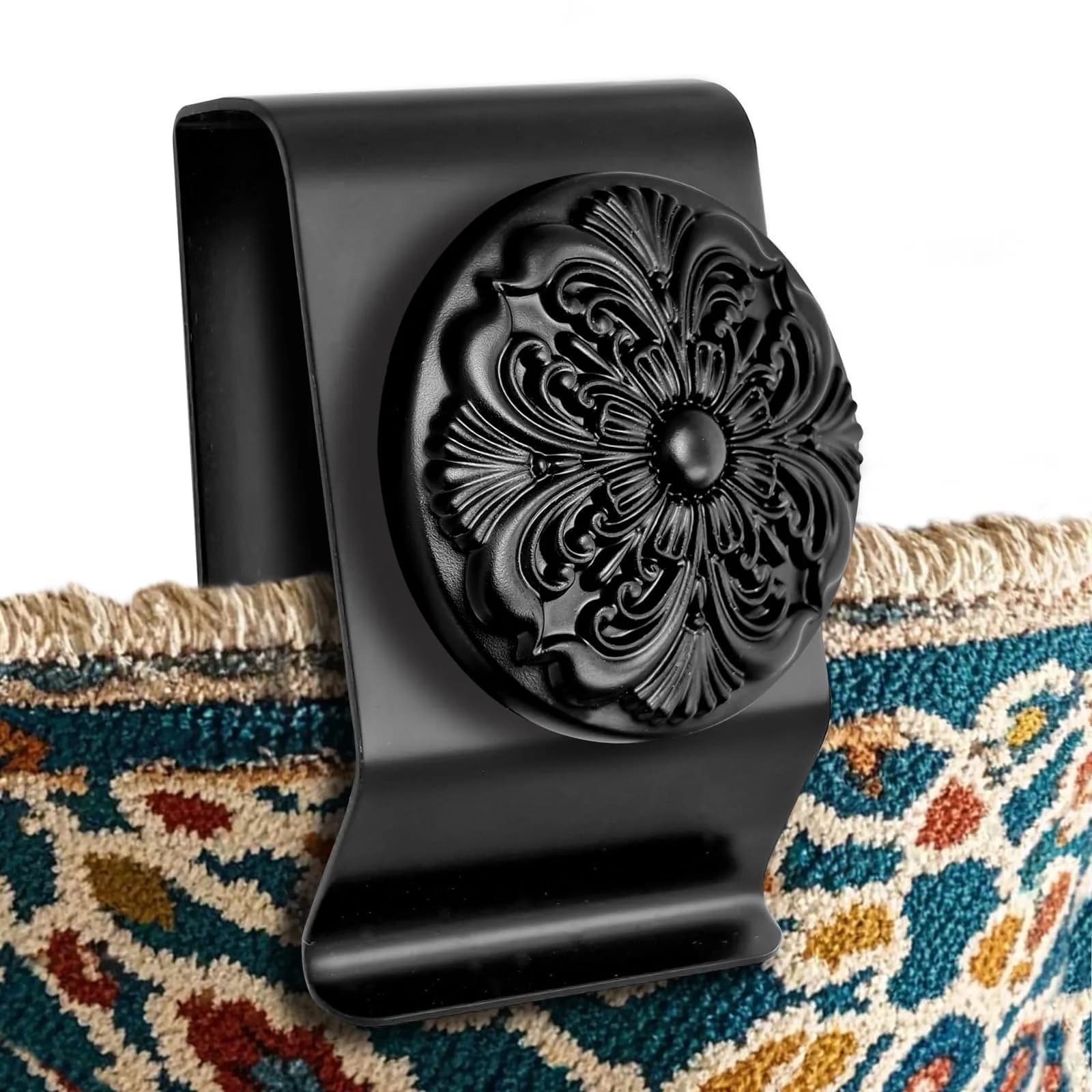Doselves Black 4 Pack Tapestry Wall Hanging Clamps | Metal Clips for Rugs & Textile Art Display