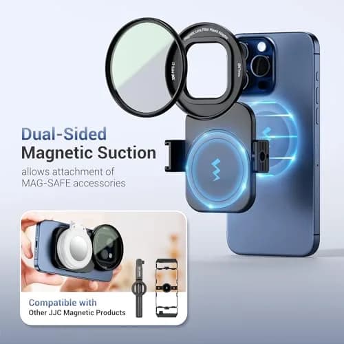 JJC 67mm Magnetic Filter Adapter Mount for iPhone 16/15/14 Pro/Pro Max/Plus with Cold Shoe & 1/4"-20 Mount thumbnail 3