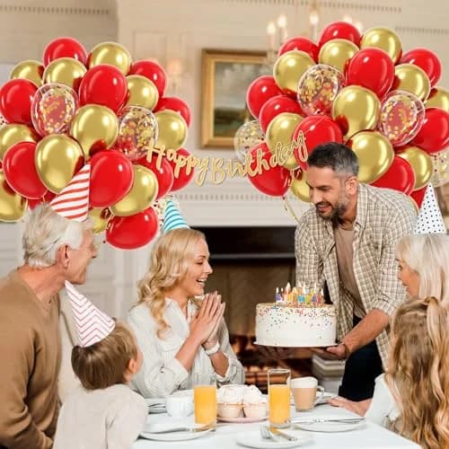 awenztech Red & Gold Balloons 60pcs (12-inch) | Assorted Colors Party Value Pack thumbnail 5