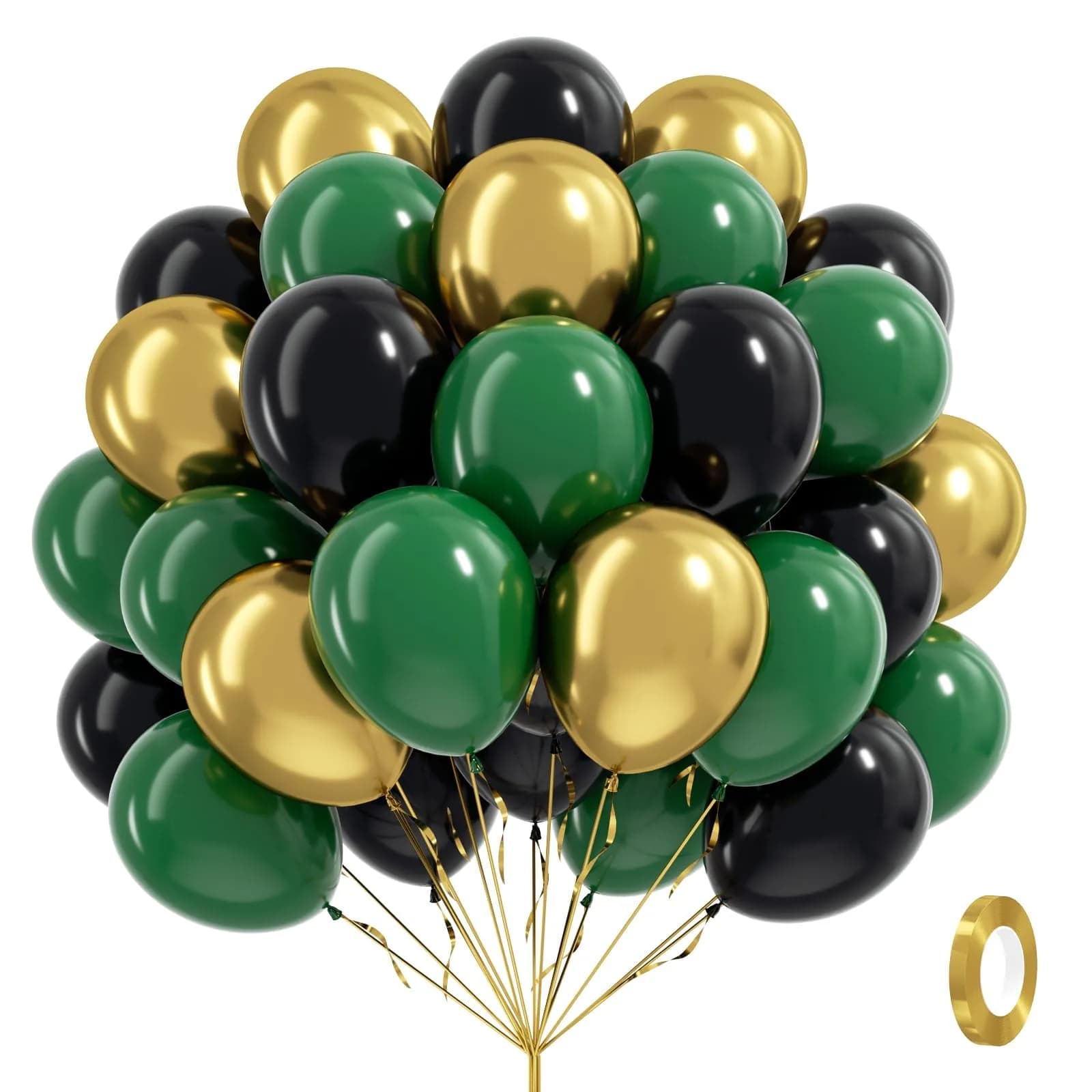 awenztech Green Black Gold Balloons 12inch (Pack of 62) | Assorted Colors for Party Planners