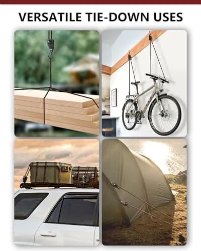 VIPARSPECTRA 1/4" Heavy Duty Adjustable Rope Hangers 2 Pack, 12FT Tie-Down | 150 lbs Capacity Per Ratchet thumbnail 3