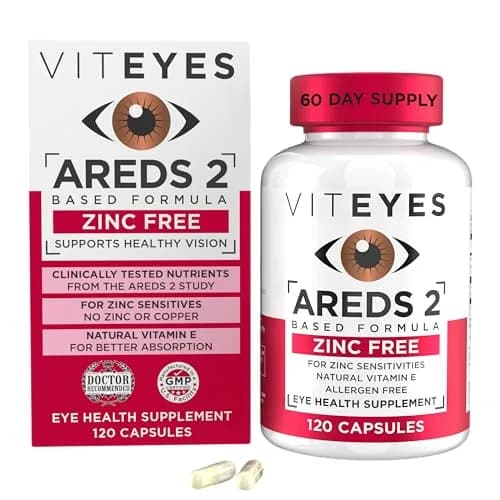 Viteyes AREDS 2 Zinc Free Macular Support Capsules 120 Ct | Eye Doctor Trusted, No Zinc, No Copper, Natural Vitamins thumbnail 1