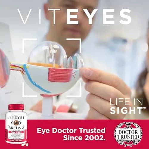Viteyes AREDS 2 Zinc Free Macular Support Capsules 120 Ct | Eye Doctor Trusted, No Zinc, No Copper, Natural Vitamins thumbnail 7