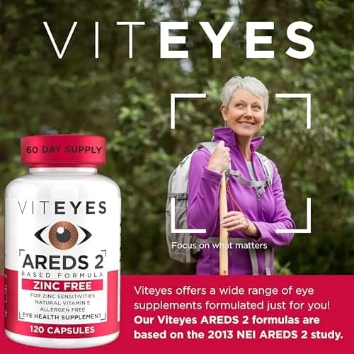 Viteyes AREDS 2 Zinc Free Macular Support Capsules 120 Ct | Eye Doctor Trusted, No Zinc, No Copper, Natural Vitamins thumbnail 2