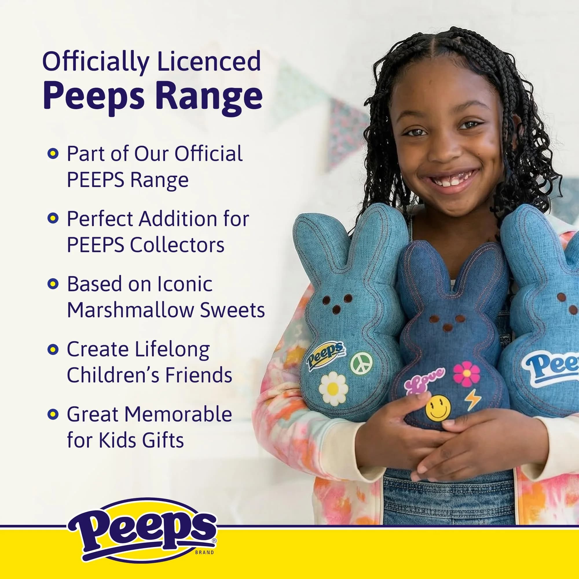 Animal Adventure 9" Dark Blue Denim Shaggy Bunny Peeps Plush | Easter Basket Stuffed Animals for Kids - main product image