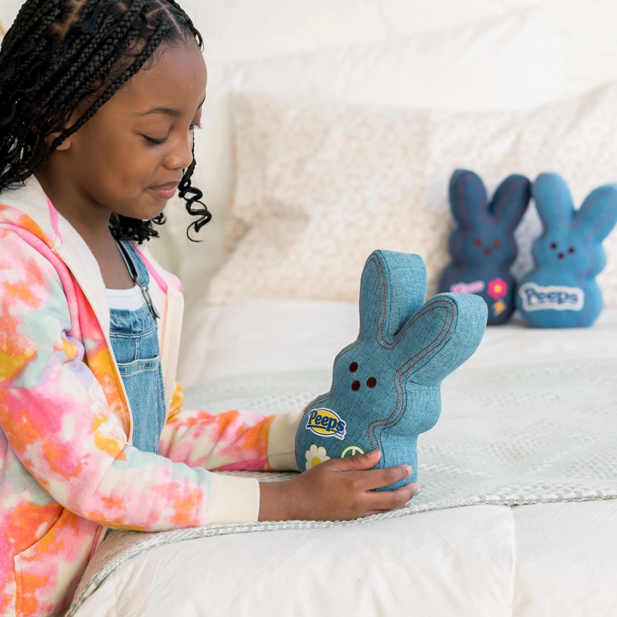 Animal Adventure 9" Dark Blue Denim Shaggy Bunny Peeps Plush | Easter Basket Stuffed Animals for Kids thumbnail 6