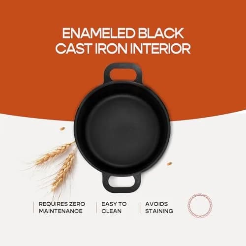 Krustic Enameled Cast Iron Dutch Oven for Sourdough Bread | 6 Quart Round Pot with Lid | 10 Inch Black thumbnail 7