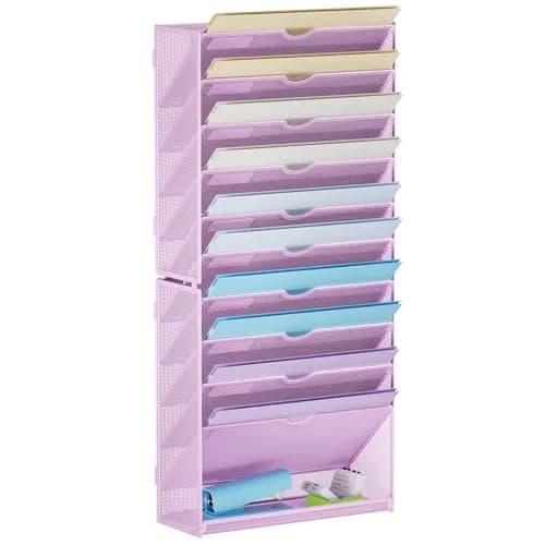 Marbrasse 11-Tier Wall File Organizer Purple | Great for Office Home & School Papers thumbnail 1