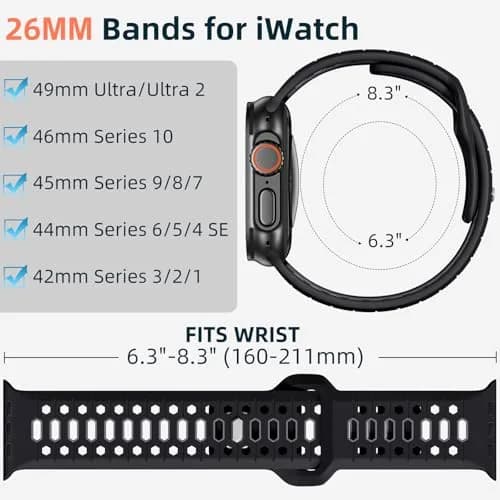 Maledan Sport Silicone Watch Band 49mm/46mm/45mm/44mm/42mm | Breathable, Waterproof, Adjustable thumbnail 5