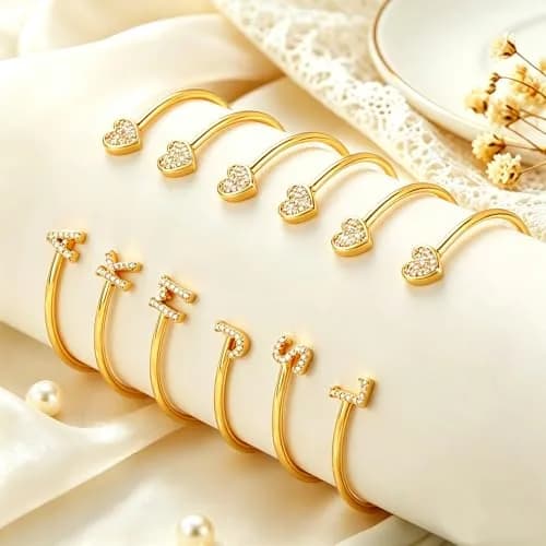 WFYOU Initial Gold Bracelets for Women 14k Gold Plated Adjustable | Personalized Elegant Jewelry thumbnail 6