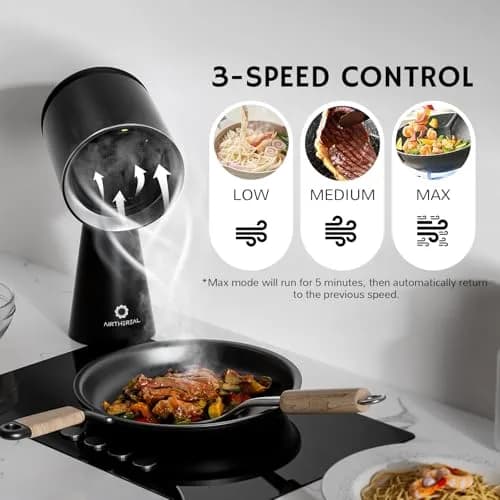 AIRTHEREAL RH180B Rechargeable Portable Range Hood 220V Compatible | 25.4 cm (10 in) Compact Desktop Design thumbnail 6