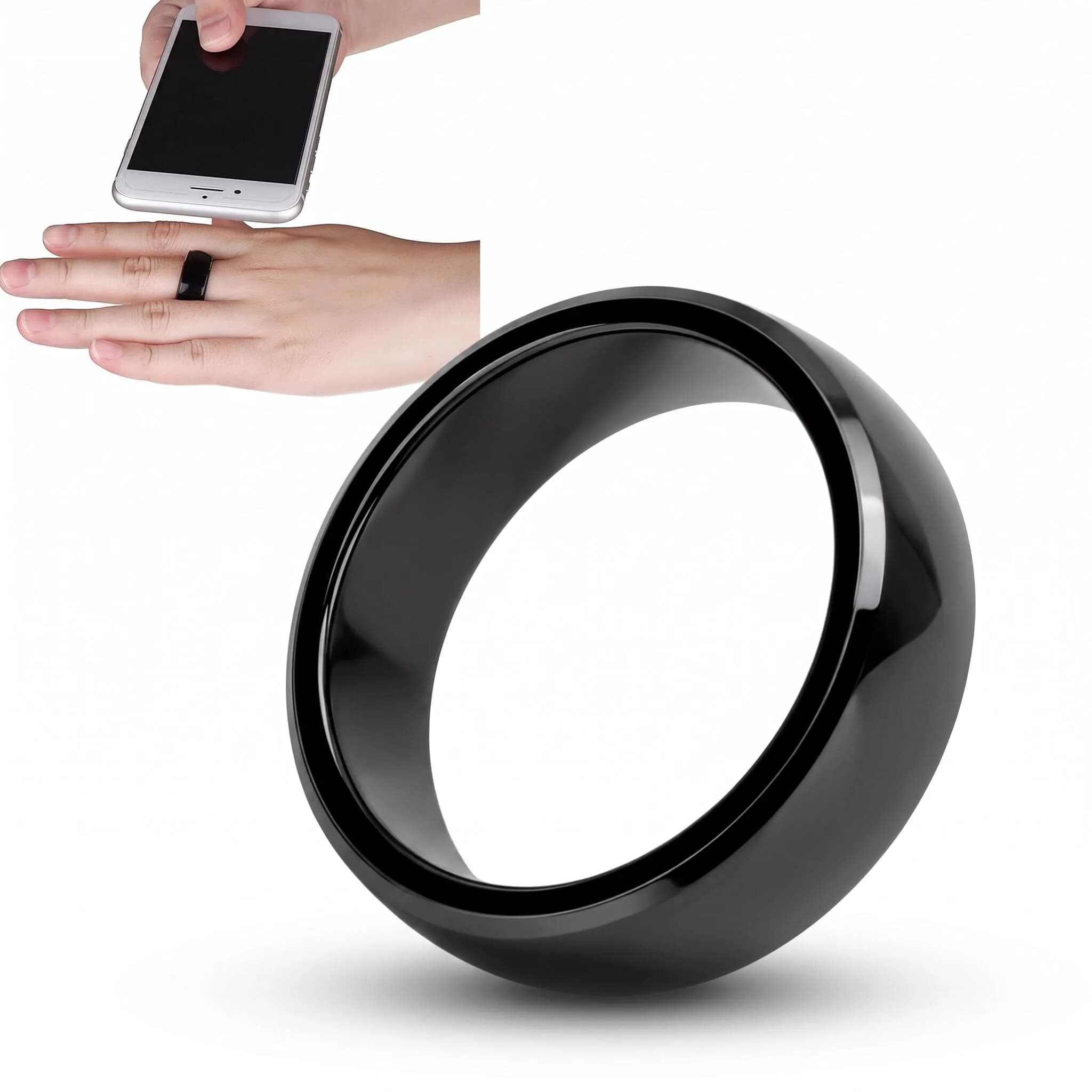 GOWENIC NFC Smart Ring Ceramic NFC Finger Ring | Wearable Access Control & Payment (approx. 2.56in/65mm) - main product image