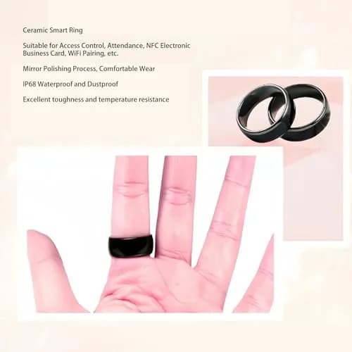 GOWENIC NFC Smart Ring Ceramic NFC Finger Ring | Wearable Access Control & Payment (approx. 2.56in/65mm) thumbnail 4