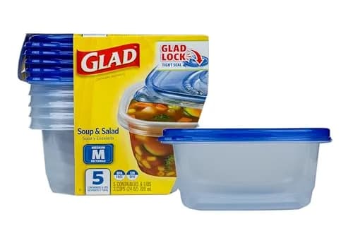 Glad Medium Rectangle Food Storage Containers 24 Oz | Leak-Resistant, Microwave & Dishwasher Safe thumbnail 1
