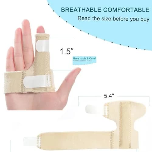 Sumifun Finger Brace, Mallet Finger Splint for Index Middle Ring Pinky Finger Arthritis Pain, Tendon Injury, Broken Mallet Finger Stabilizer Wrap, Khaki (1 Count) thumbnail 6